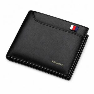 Carteira masculina em couro Classic preta slim, vista de frente