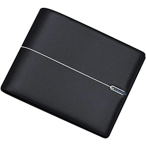 Carteira masculina em couro preta Bronstrup Lorde, com filete elegante na frente