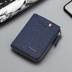 Carteira masculina de nylon azul Bronstrup Jasper, com zíper, estilo jeans