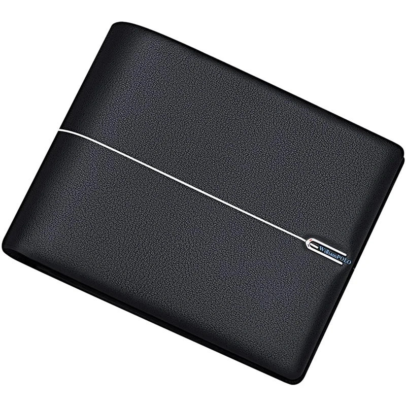 Carteira masculina em couro preta Bronstrup Lorde, com filete elegante na frente